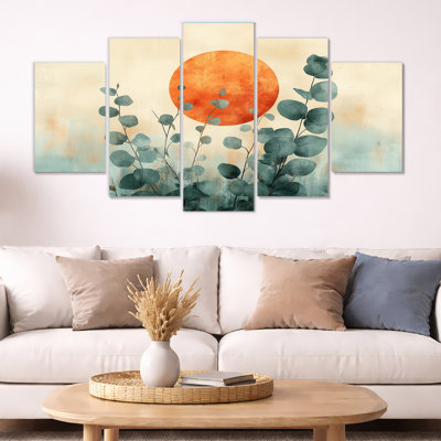 Eucalyptus Wall Art, Sage Botanical Canvas, Eucalyptus Eclipse Set of 5
