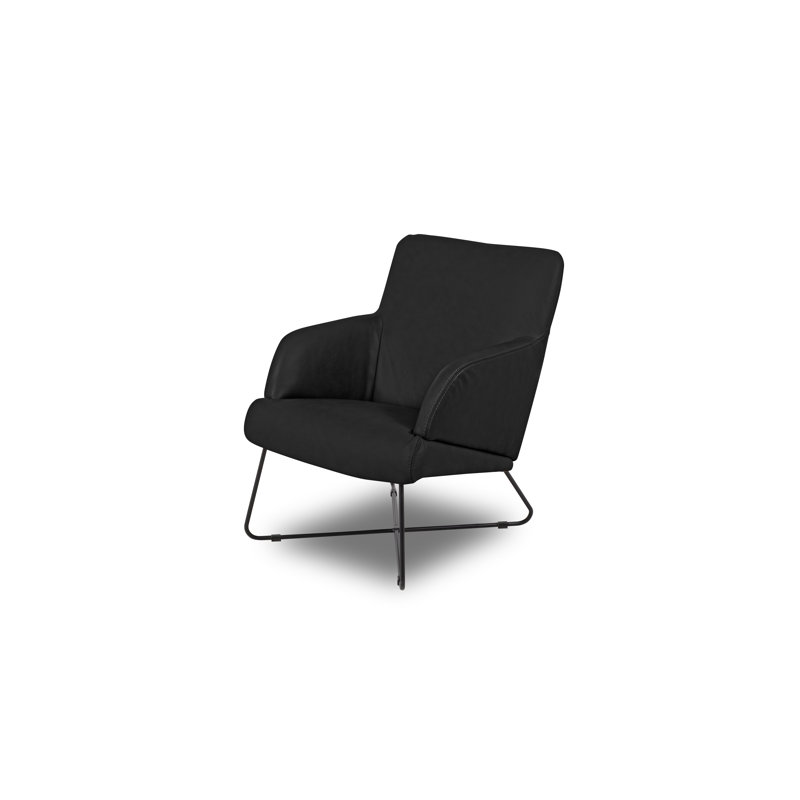 Averie Genuine Leather Designer Armchair, Black