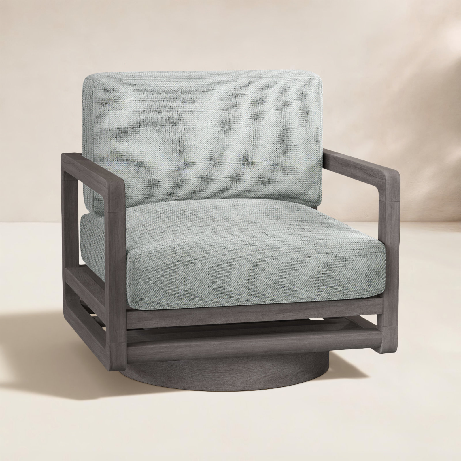 Tanah Sunbrella® Swivel Patio Lounge Chair, Light Grey Linen 6032-010