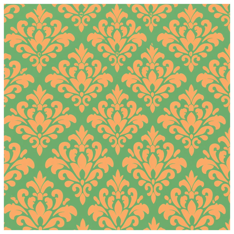 Orange Green Damask Duvet Covers, Twin