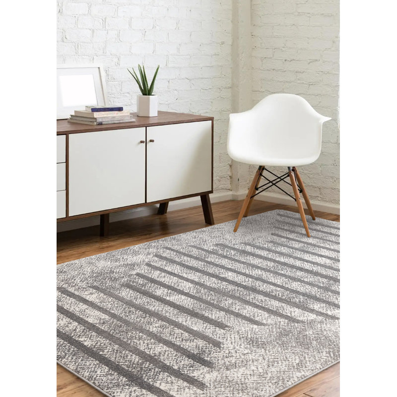 Tapis géométrique rectangulaire en polypropylène tissé à la machine Wum, Rectangle 6 pi 7 po x 9 pi 10 po