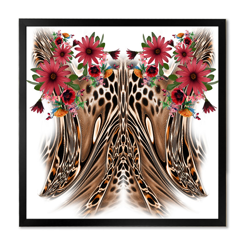 Flower Leopard " Flower Leopard ", Black Picture Frame, 16" H x 16" W