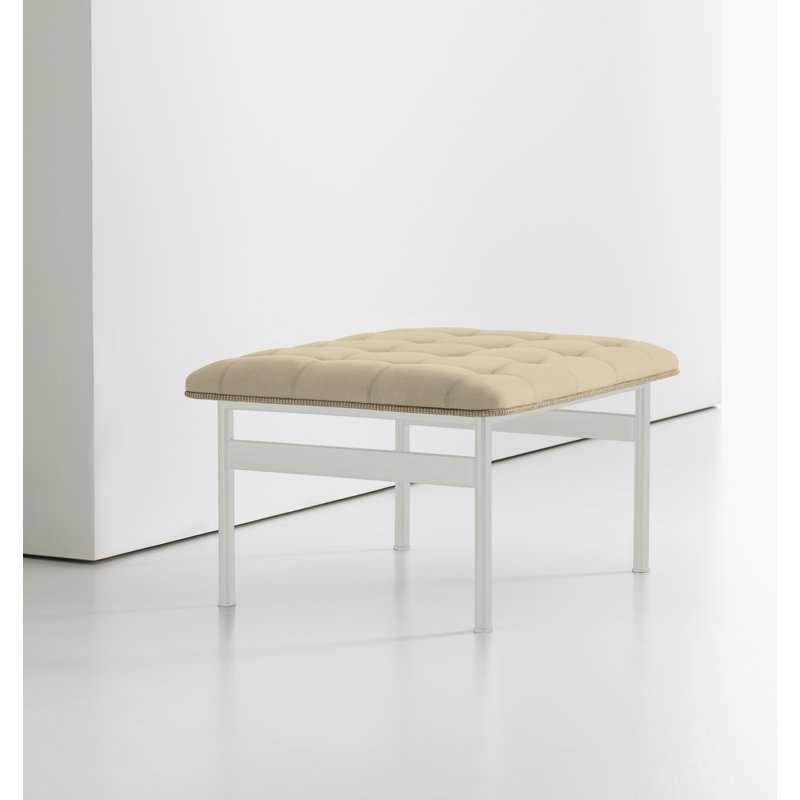 Ottoman, Elan Ivory, Polished Stainless Steel