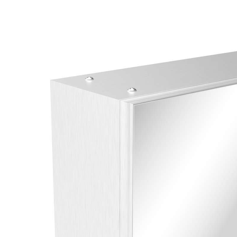 Armoire à pharmacie en aluminium 16 po x 24 po avec miroir, tablettes réglables, charnières silencieuses, armoire de rangement argentée facile à assembler pour les articles de toilette, grande capacité