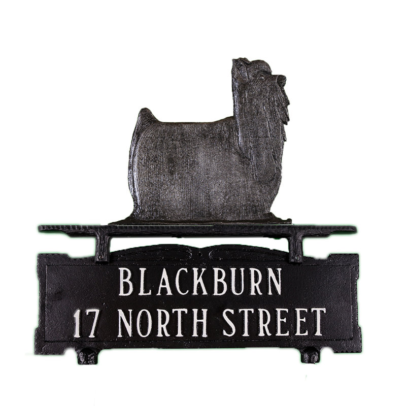 Yorkshire Terrier 2-Line Lawn Address Sign, Yes