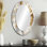 Parminder Gold and Silver Impressions of Bohemian Energy - miroir mural décoratif en plumes de Boho, grand miroir traditionnel, art imprimé en métal