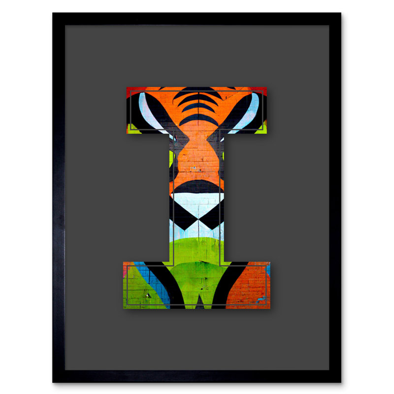 Letter I Tiger Face Decorative Graffiti - Single Picture Frame Print