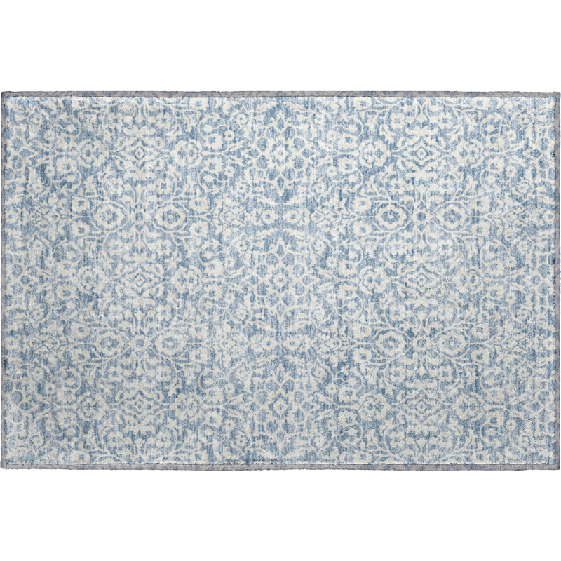 Premium Machine Washable Prisco Denim Rug, Rectangle 1'8" x 2'6"