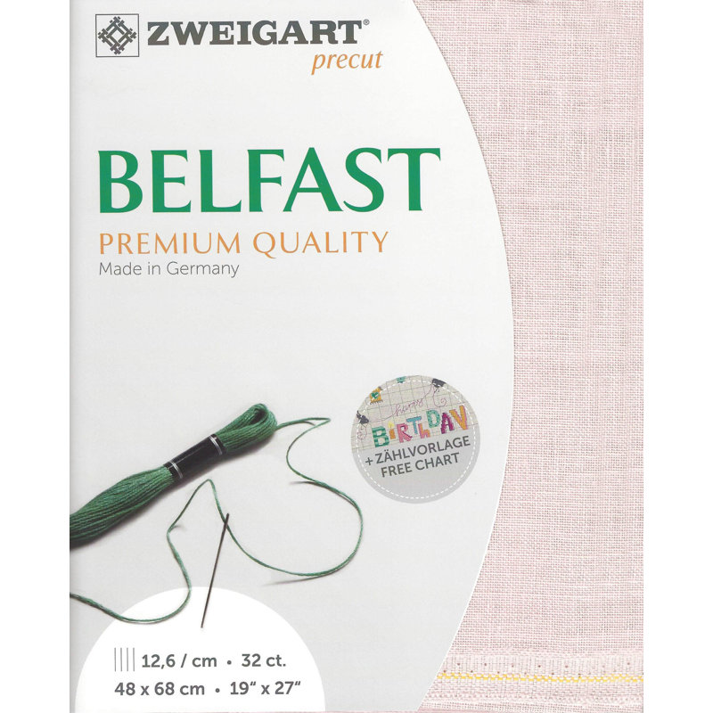 Prédécoupé Zweigart Belfast, rosé 32 compte 3609/4115, Rosé