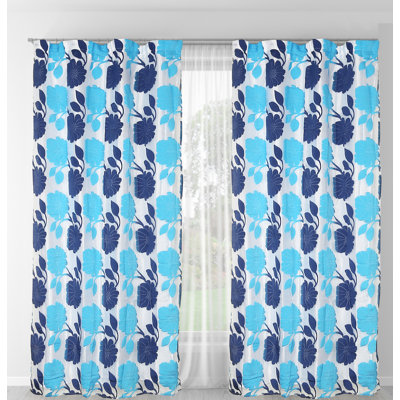 Panneau de rideau simple semi-diaphane avec passe-tringle Floral