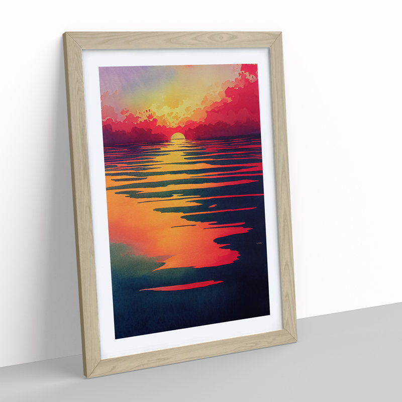 Dramatic Sunset - Framed Print, 34cm H x 25cm W x 2cm D, Oak