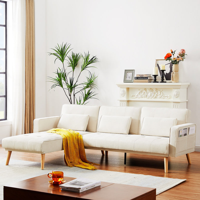 Canapé modulaire 2 pièces Jenal, Tissu ivoire