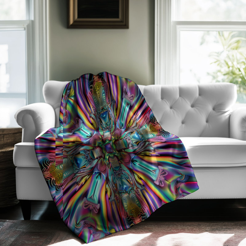 Light Fractals - couverture sherpa de qualité supérieure 1 pièce, L 80 po x l 60 po