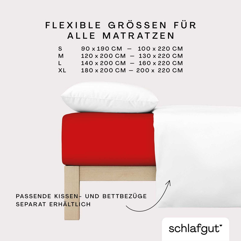 Jersey-Elasthan Spannbettlaken PREMIUM 100% Bio-Baumwolle, Red Deep, M 120x200cm - 130x220cm