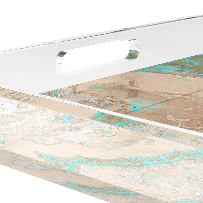 Agate Clay Acrylic Square Decorative Tray, 12"W x 12"D x 2"H