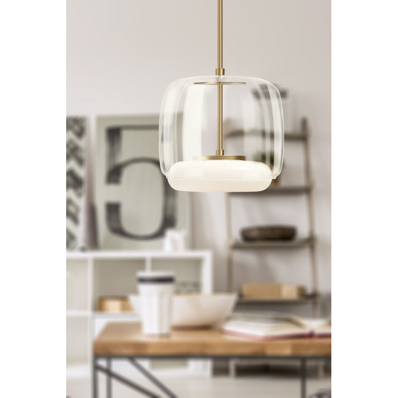 Enkel 1 - Light LED Pendant, Brushed Nickel, 57.88" H x 15" W x 15" D