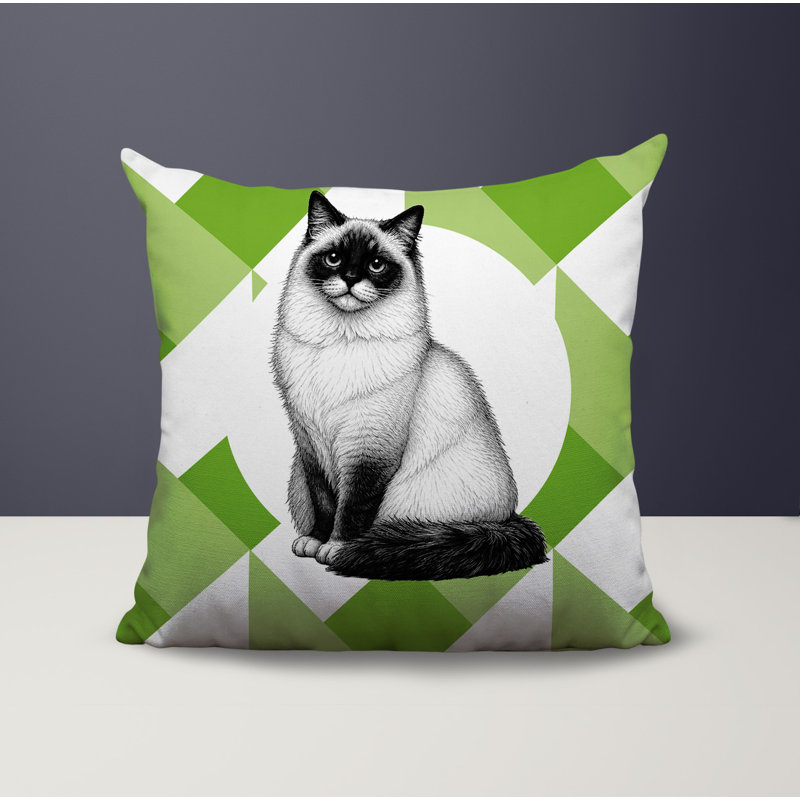 Oreiller réversible intérieur / extérieur Ragdoll Cat, 18x18, Vert printanier