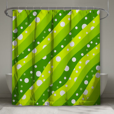 Rideau de douche à rayures vertes - Motif de décor de salle de bain moderne