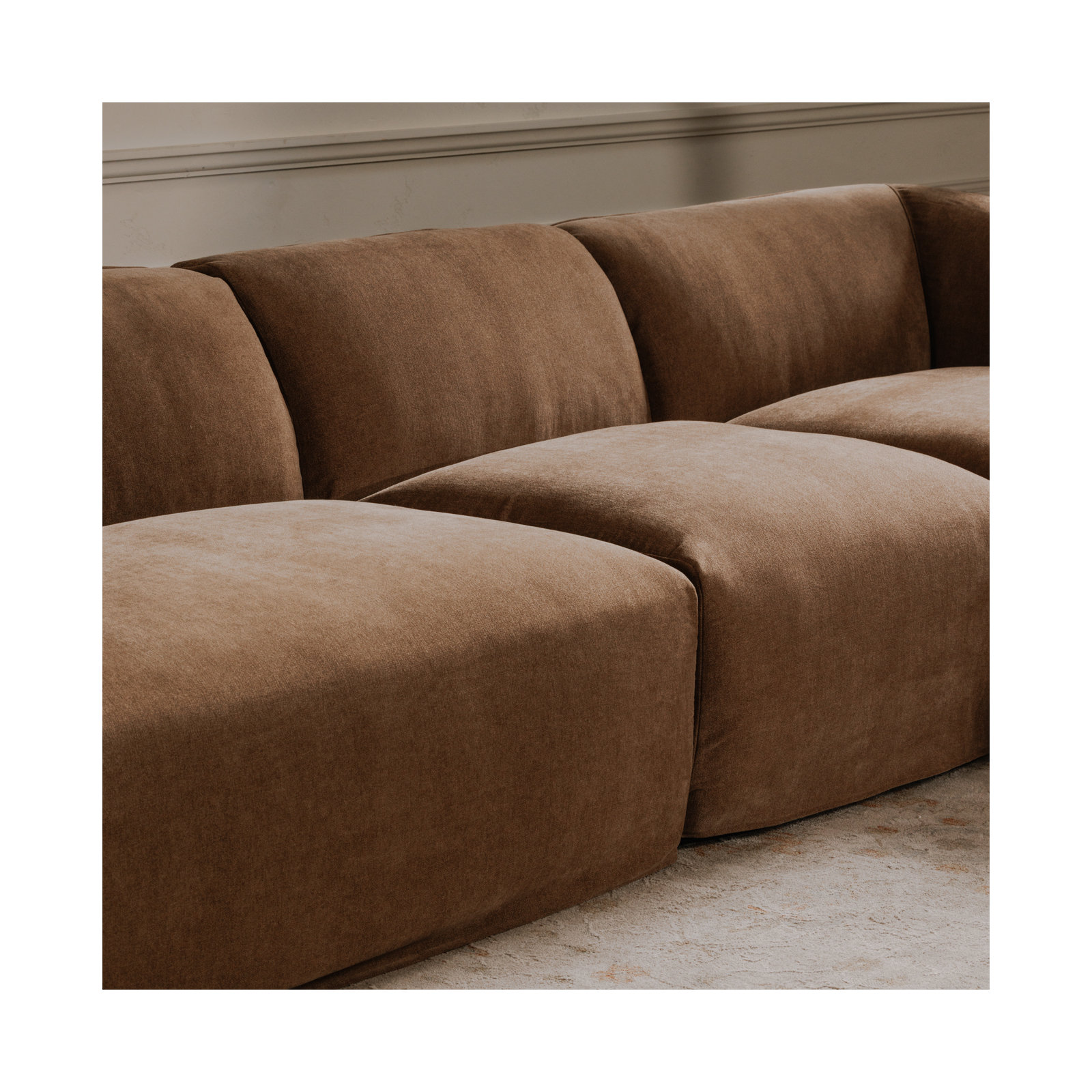 Wilde 3 - Piece 138" Modular Chaise Sectional, Latte Loft Canvas , Left Hand Facing, 29.9" H x 138" W x 76.3" D