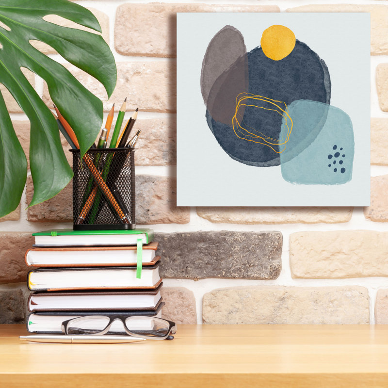 «Blue and Yellow Abstraction 2» par Svetlana Aleynikova, art mural sur toile, H 12 po x l 12 po