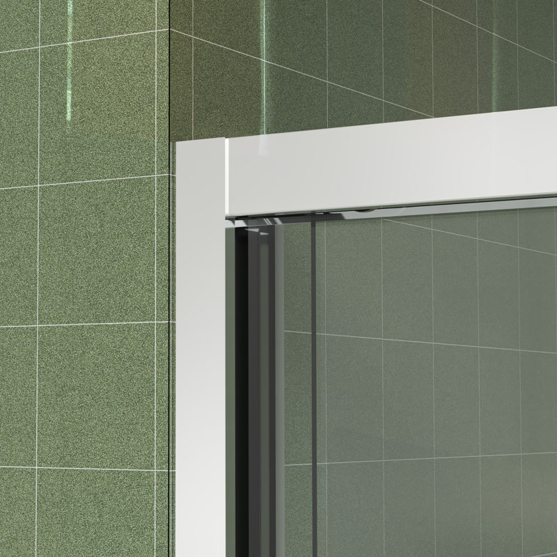 60" Wide And 70" High Aluminum Frame Bypass Bathroom Sliding Door With Double Handle As Towel Rail, - Crash Angle, Mute Rollers, Easy To Install 56 Adjustable Width 8Mm & Tempered Glass, Stainless