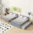 Full Over Full Rubber Wood Bunk Bed With Trundle, Ladder And Guardrails, Convertible To 2 Full Size Beds, With Twin Size Trundle ,Grey-895831156