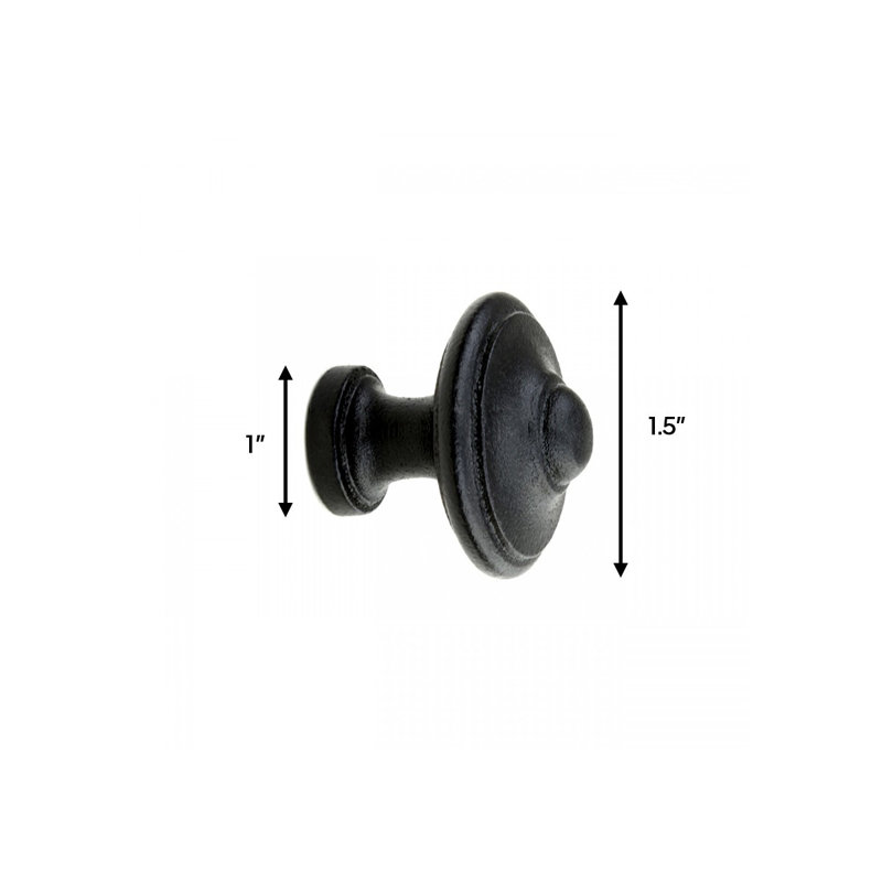 Benjamin Black Round Iron Cabinet Knob with Mounting Hardware