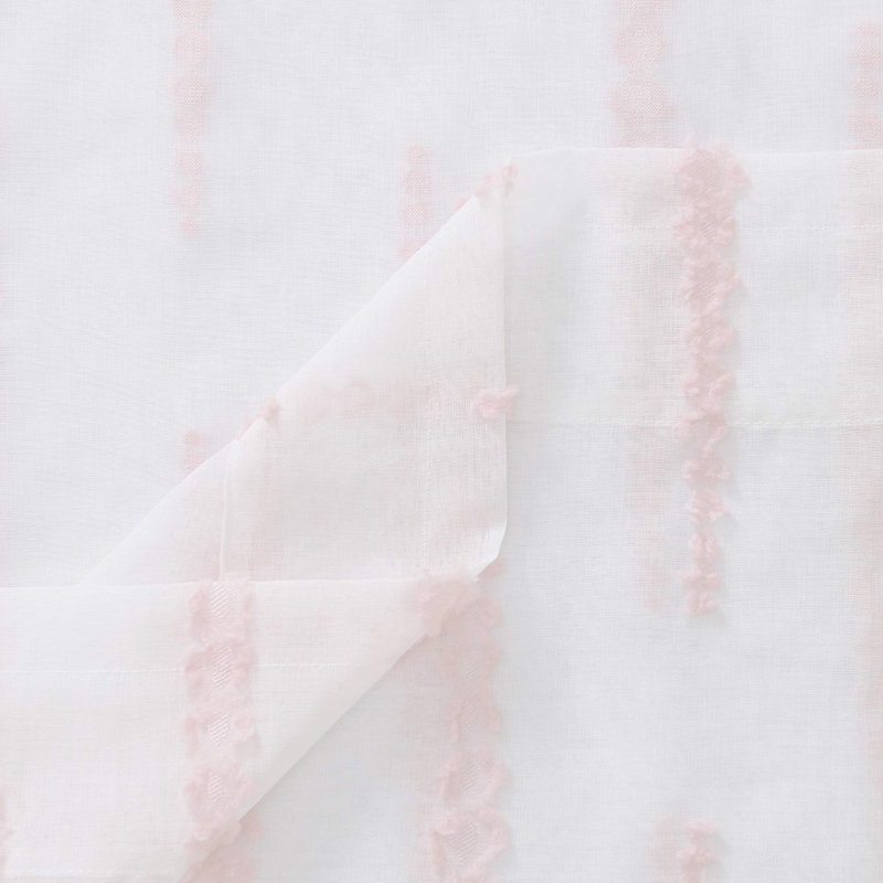 Jacquard Striped Design Rod Pocket Sheer Curtains (Set of 2), 52" W x 54" L, Pink