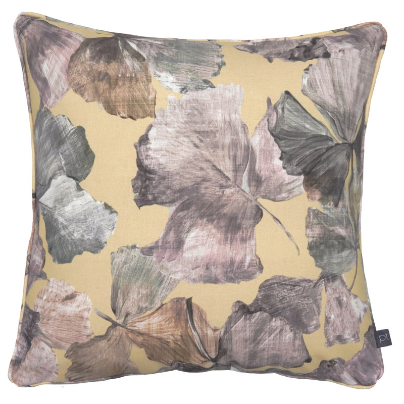 Conway Floral Square Throw Cushion, Polyester, Yellow/Grey/Brown