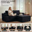 Canapé-lit futon pliable en velours côtelé de 190 cm (74,8 po), format queen, avec porte-gobelets et poches latérales - Aucun assemblage requis, noir-328012271