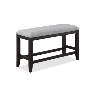 Banc de salle à manger rembourré gris foncé à hauteur de comptoir - construction solide et élégante avec housse rectangulaire élégante