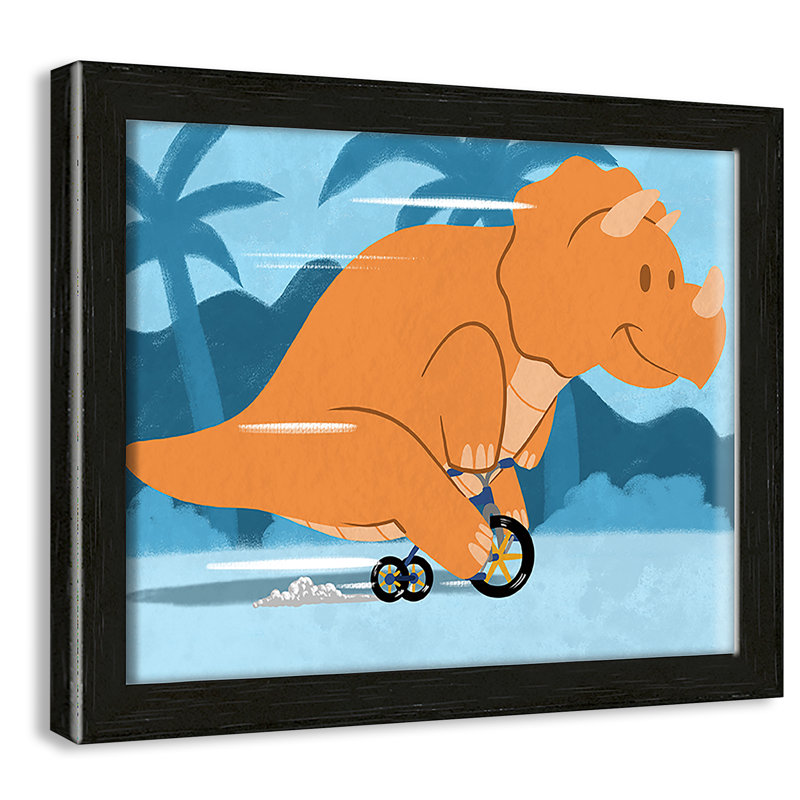 «Riding Dino 2», impression sur papier, H 8 po x l 10 po x P 1,18 po, Encadré de boîte noir