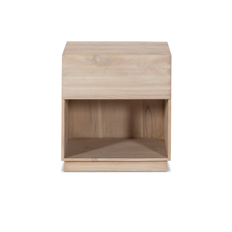 Tussac Nightstand-Matte Brown Neem, Natural White Neem