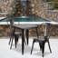 Ensemble de tables carrées intérieur / extérieur en métal 23,75 po Geneen avec 2 chaises empilables-1362077354
