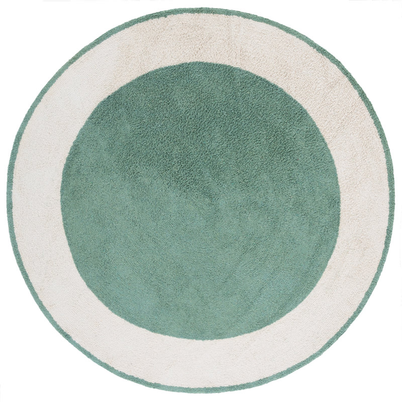Tapis ivoire / vert Easy Care 220, Rond 5 pi