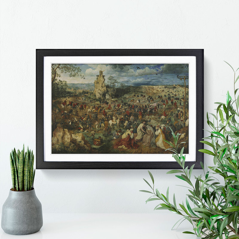 Christ Carrying the Cross by Pieter Bruegel the Elder - Picture Frame Painting, Black Framed, 27cm H x 36cm W x 2cm D
