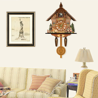 Vintage Antique Medium Density Fiberboard Hanging Clock Home Decor Porch Bedroom