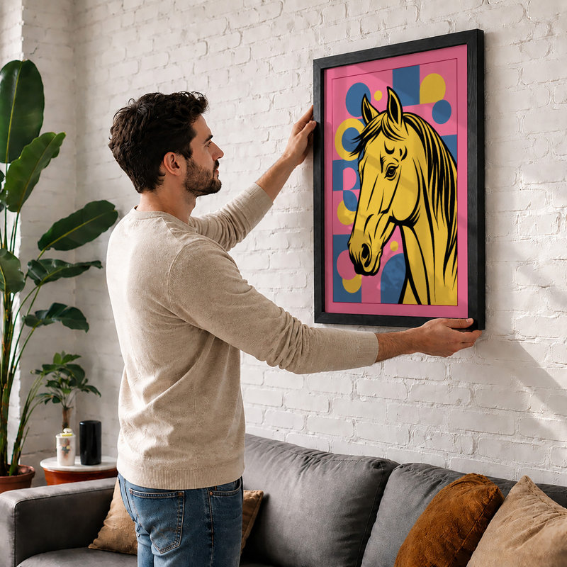 Horse Pop Art - Framed Print, Walnut, A4 - 29.7 x 21.0 cm