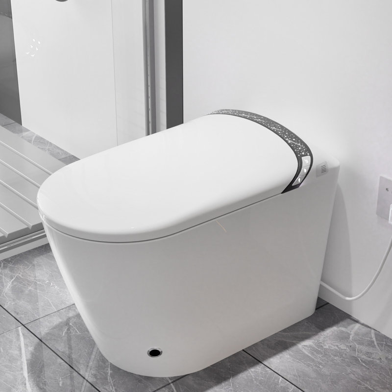 Elongated Smart Toilet With Bidet, Auto Open/Close Seat, Foot Kick Feature, 1.28 Flushing, Led Display, Night , And Warm Water For Bathroom Use