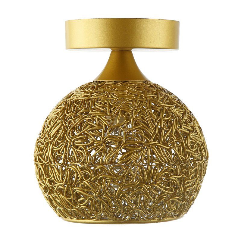 Modern Satin Ceiling Light Fitting With Twisting Metal Shade By, Gold