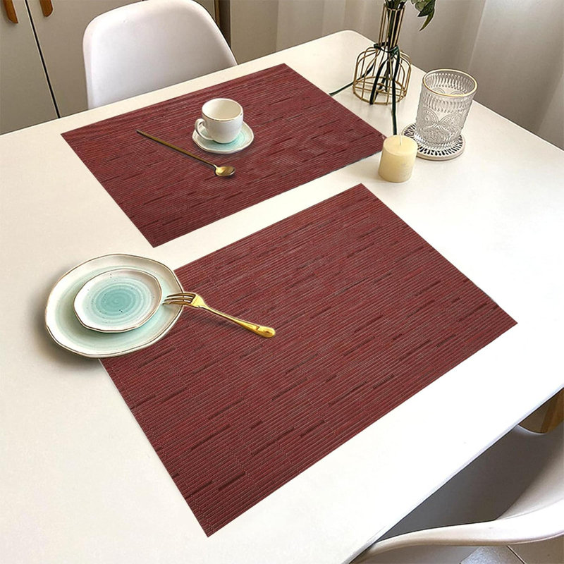 Ensemble de 12 napperons en plastique lavables et essuyables pour la cuisine, Rouge