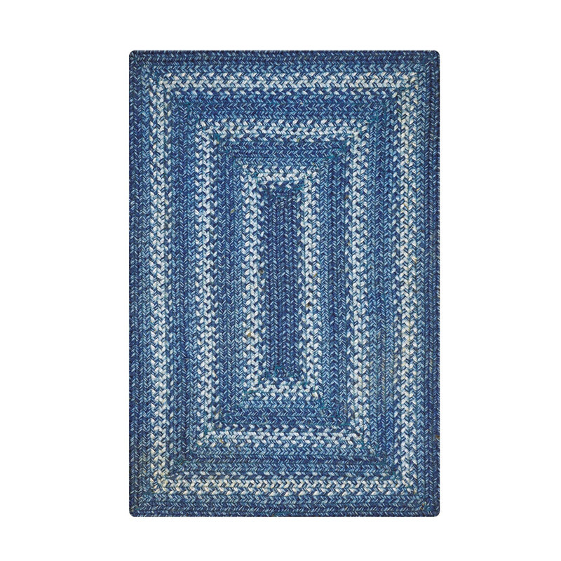 Tapis bleu réversible en jute tressé Damell, Rectangle 1 pi 10 po x 6 pi