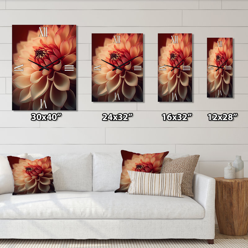 Dahlia Flower V - Horloges murales florales Dahlia, H 40 po x l 30 po x P 1 po