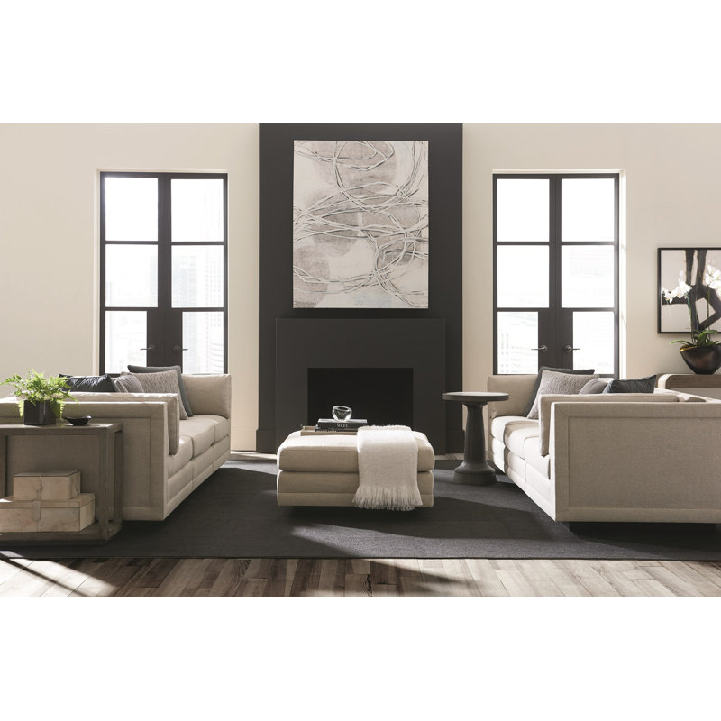 Modern Fusion Upholstered Ottoman, Beige