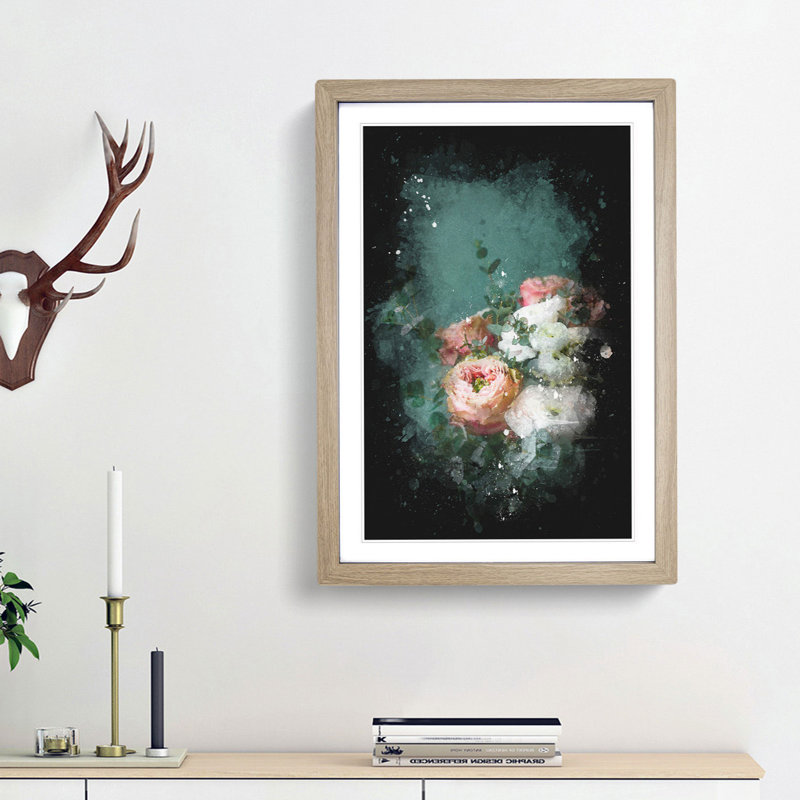 Bouquet of Flowers - Picture Frame Painting Print, Oak Framed, 87cm H x 62cm W x 2cm D