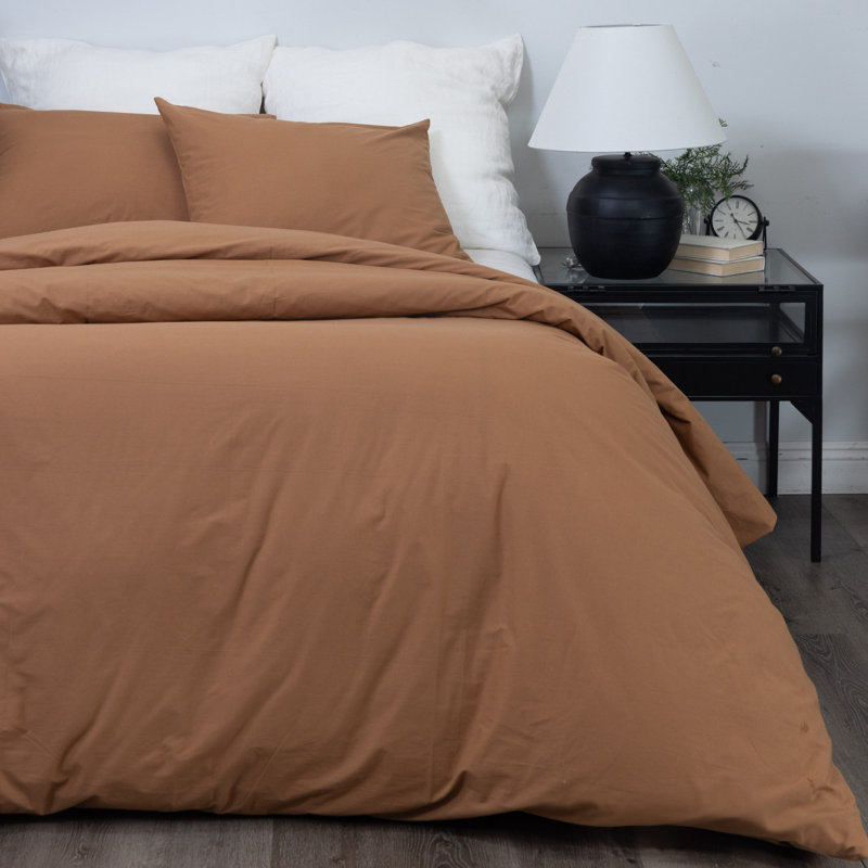 Housse de couette SENSA, CHAMBRAY, ensemble, Housse de couette très grand et 2 taies, Brun