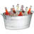 Benzara Lola Beverage Tub - 23 Inch Galvanized Steel Party Tub with Side Handles, Antique Silver