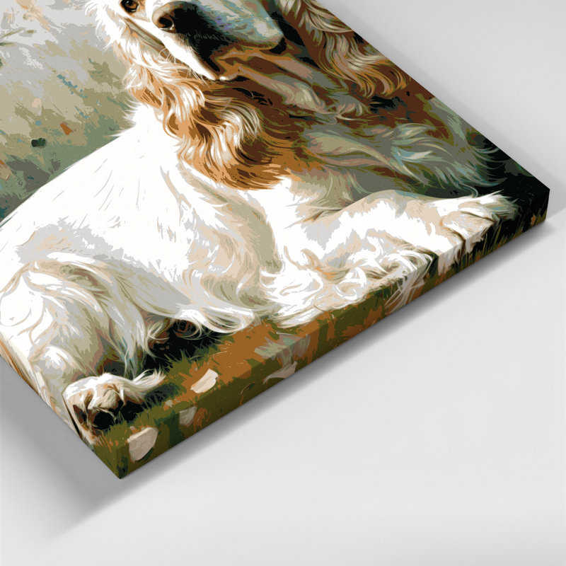 «Dogs Clumber Spaniel», art mural sur toile beige, H 11 po x l 14 po