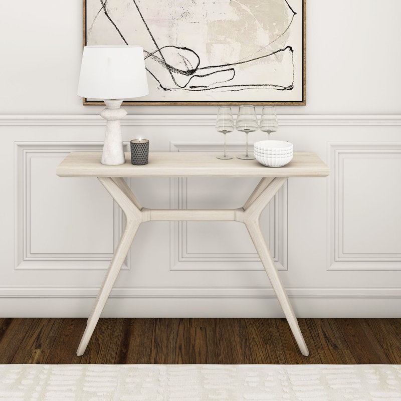 Console de vestibule 46 po Muhsina, Sable blanc brossé au fil, H 32 po x l 46 po x P 12 po