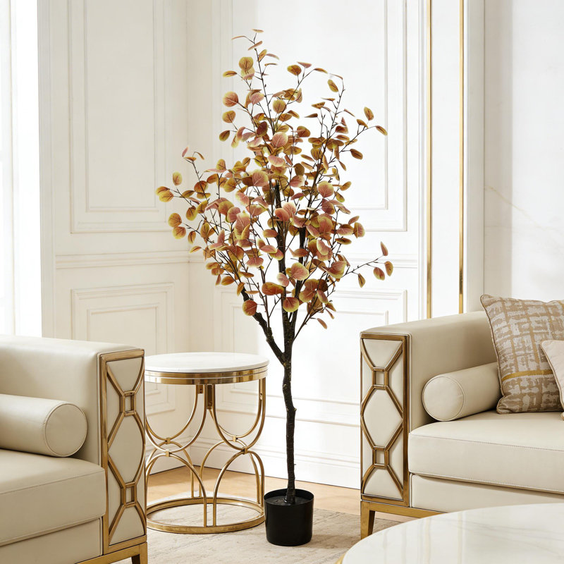 Arbre d'eucalyptus artificiel avec des feuilles de soie réalistes pour le salon